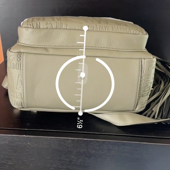 STEVE MADDEN DR126400 OLIVE BTAMPAA Logo EMBOSSED soft LEATHER BACKPACK Tassel - Picture 11 of 11